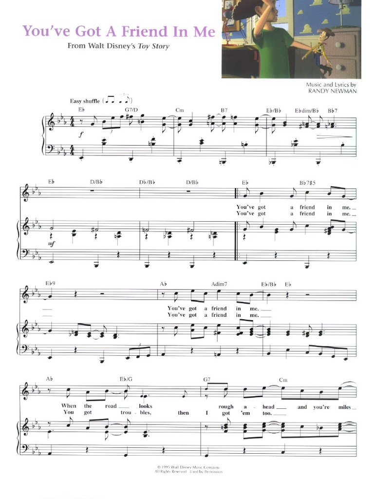 Toy StoryYouve Got A Friend in MeSheetMusicDownload PDF PDF