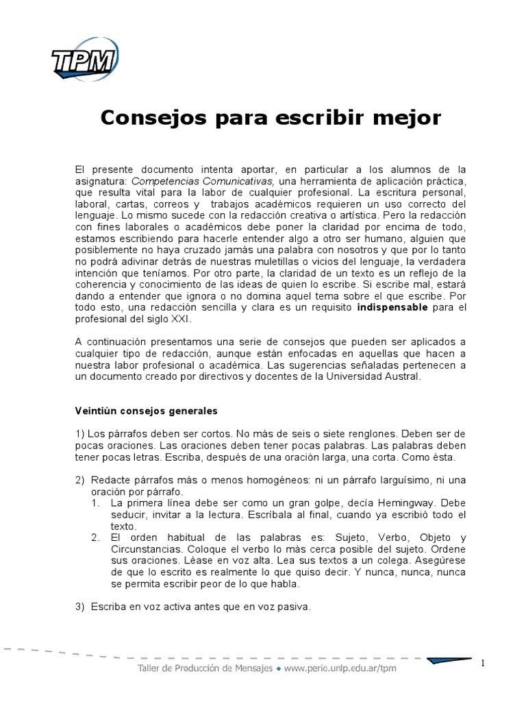 Consejos para Escribir Mejor | PDF | Ambigüedad | Verbo