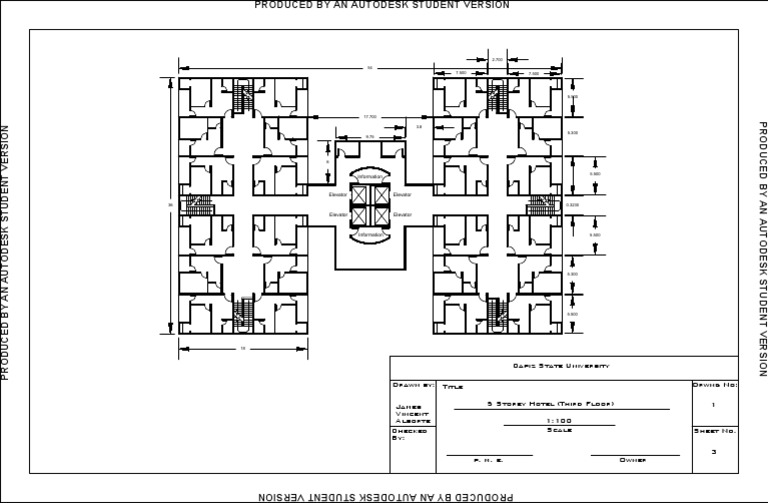 Third Floor Plan of 5-Storey Hotel | PDF | Buildings And Structures ...