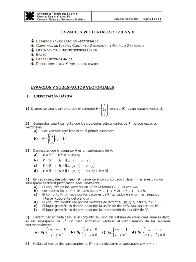 Ejercicios de Espacios Vectoriales | PDF | Espacio vectorial | Base ...