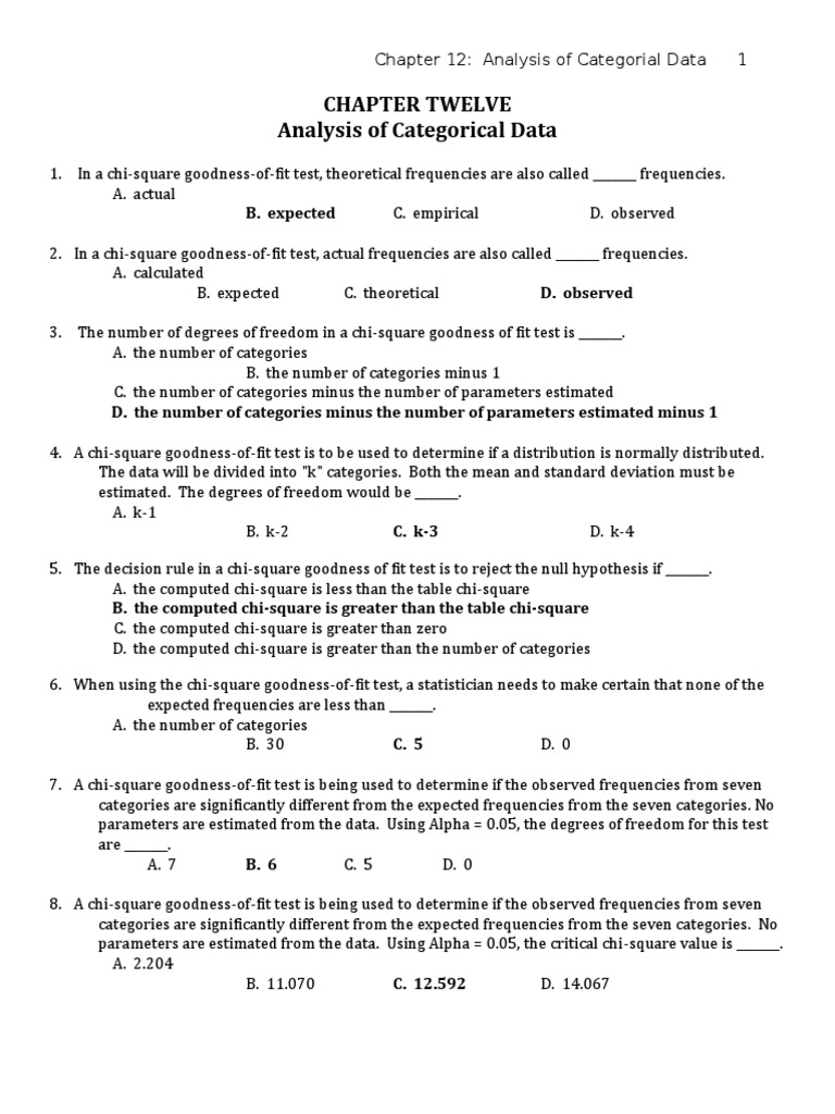 Qa 1 MCQ PDF Chi Squared Distribution Statistical Hypothesis