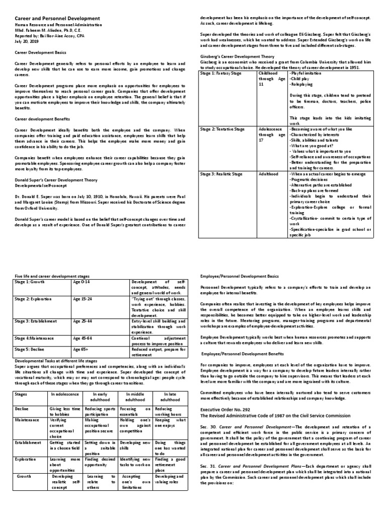 Career and Personnel Development Insights | PDF | Performance Appraisal ...