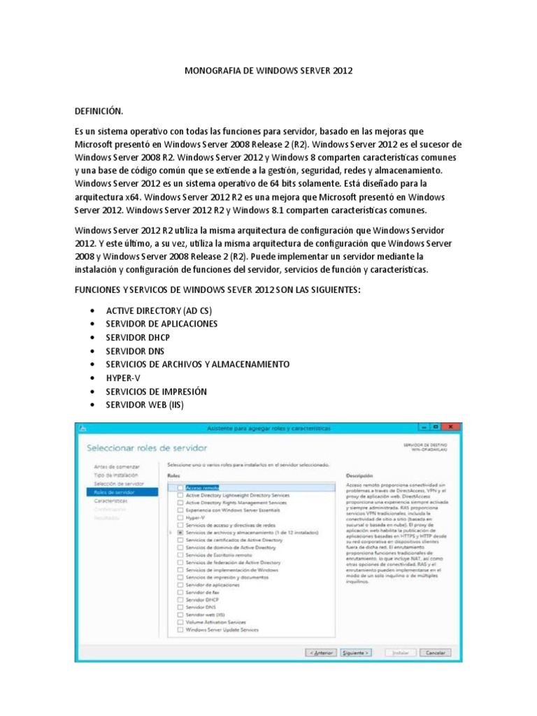 Funciones Clave de Windows Server 2012 | PDF | Informática ...