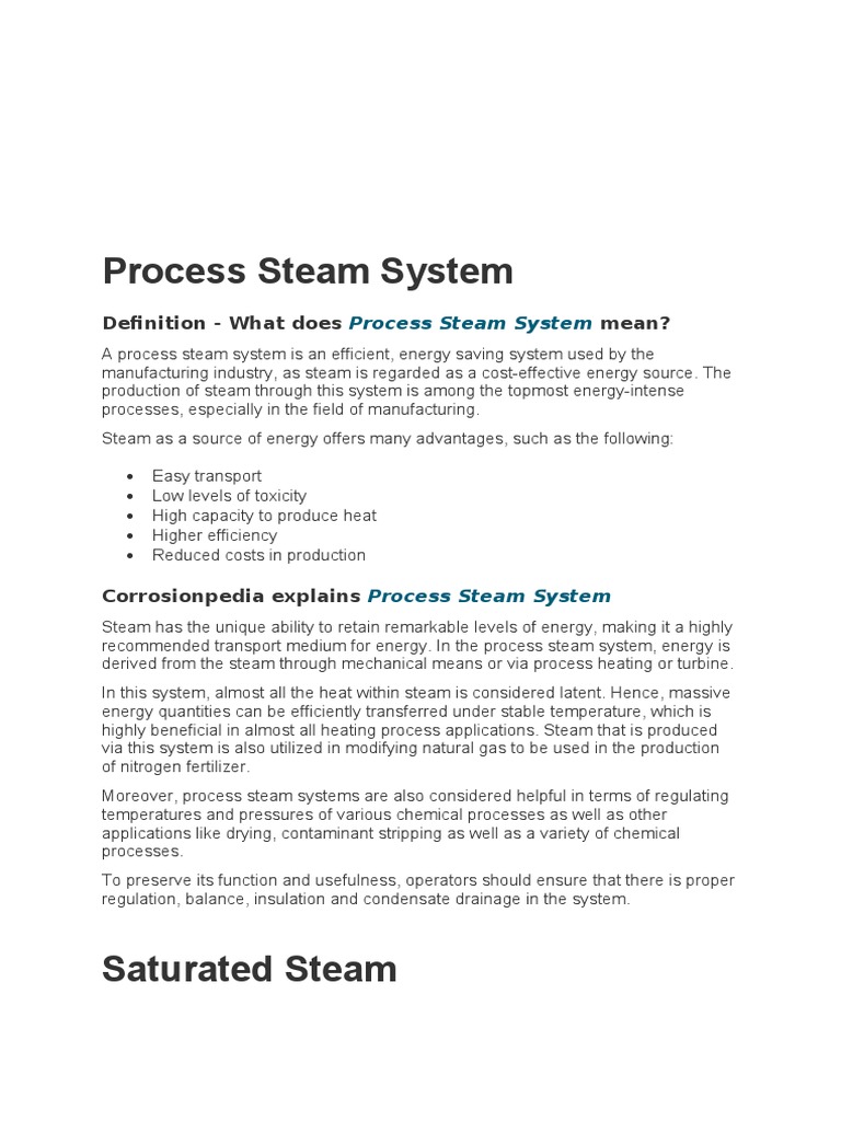 Process Steam System Definition What Does Mean? PDF Steam Boiler