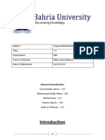 Subject: Organizational Behavior Theory Class: 3-E Department: BBA Course Instructor: Mam Asma Mateen Date of Submission: 11/12/2019