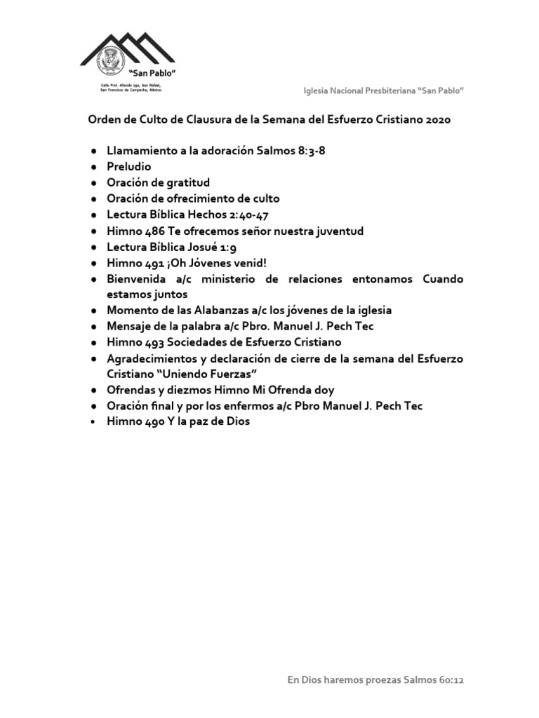 Programa de Clausura Sec 2020 | PDF