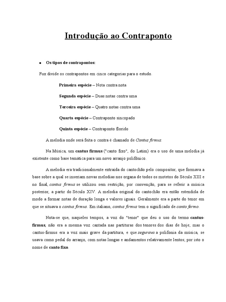 Tipos de Contraponto Musical | PDF | Teoria da Música | Musicologia