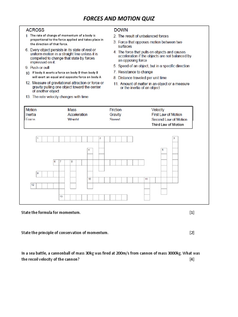 Forces and Motion Quiz Overview | PDF | Science & Mathematics