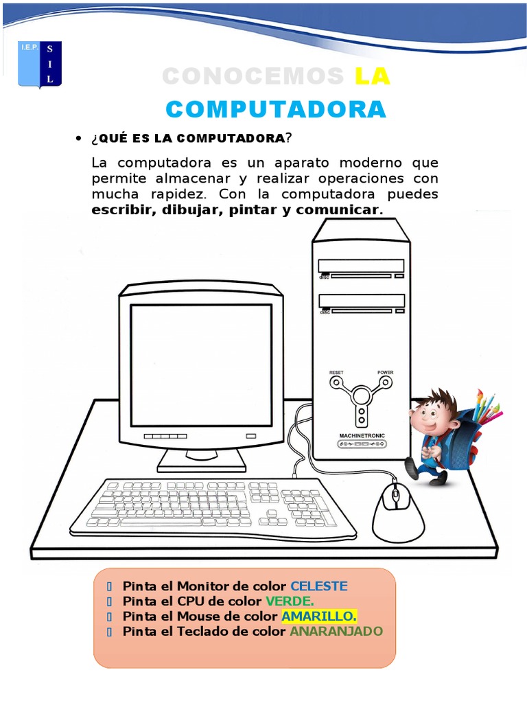 Dibujo y partes de la computadora para niños | PDF