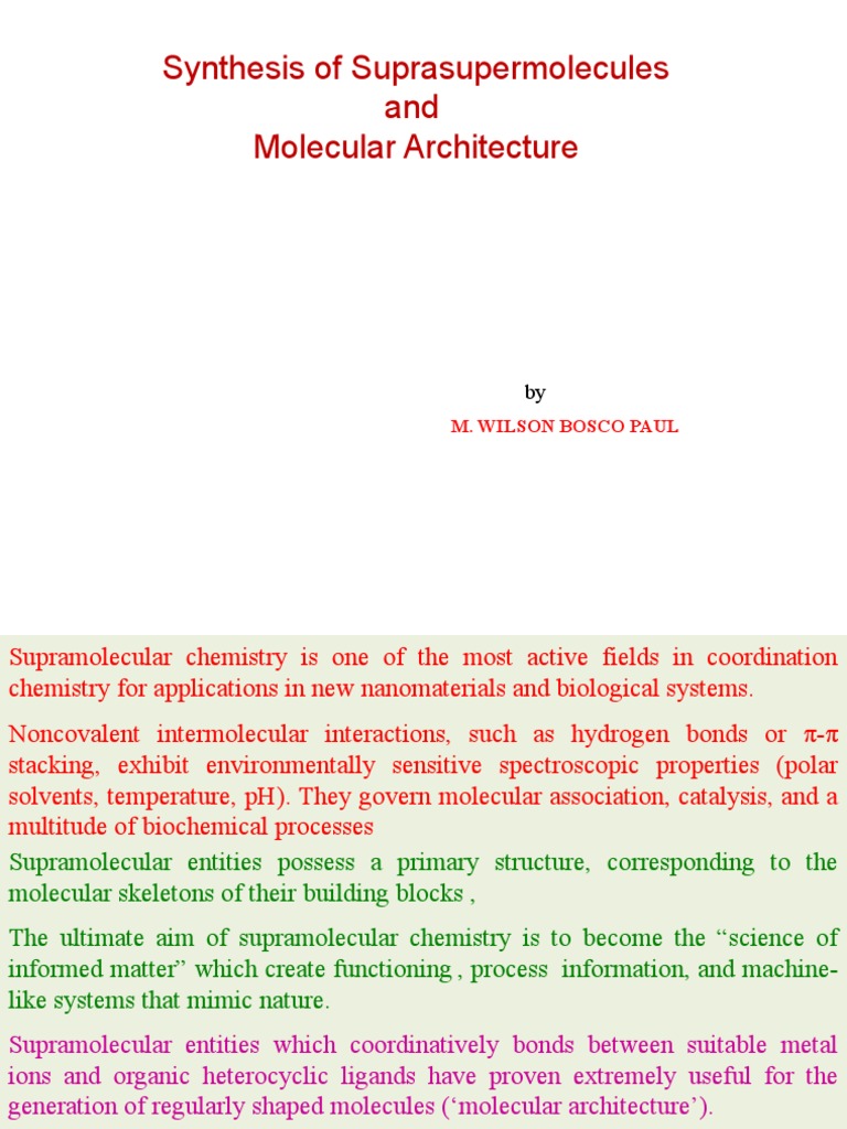 Suprasupermolecules and Molecular Design | PDF | Supramolecular ...