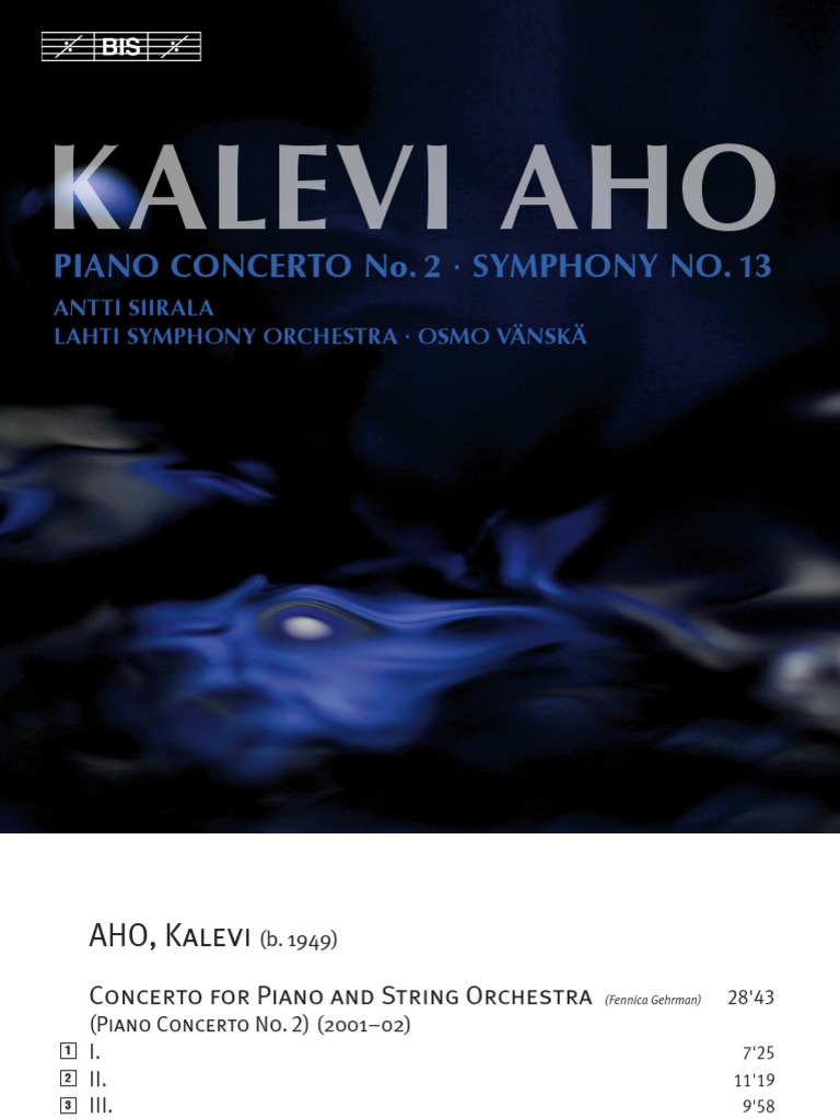 Kalevi Aho Piano Concerto No. 2 Symphony No. 13 Download Free PDF