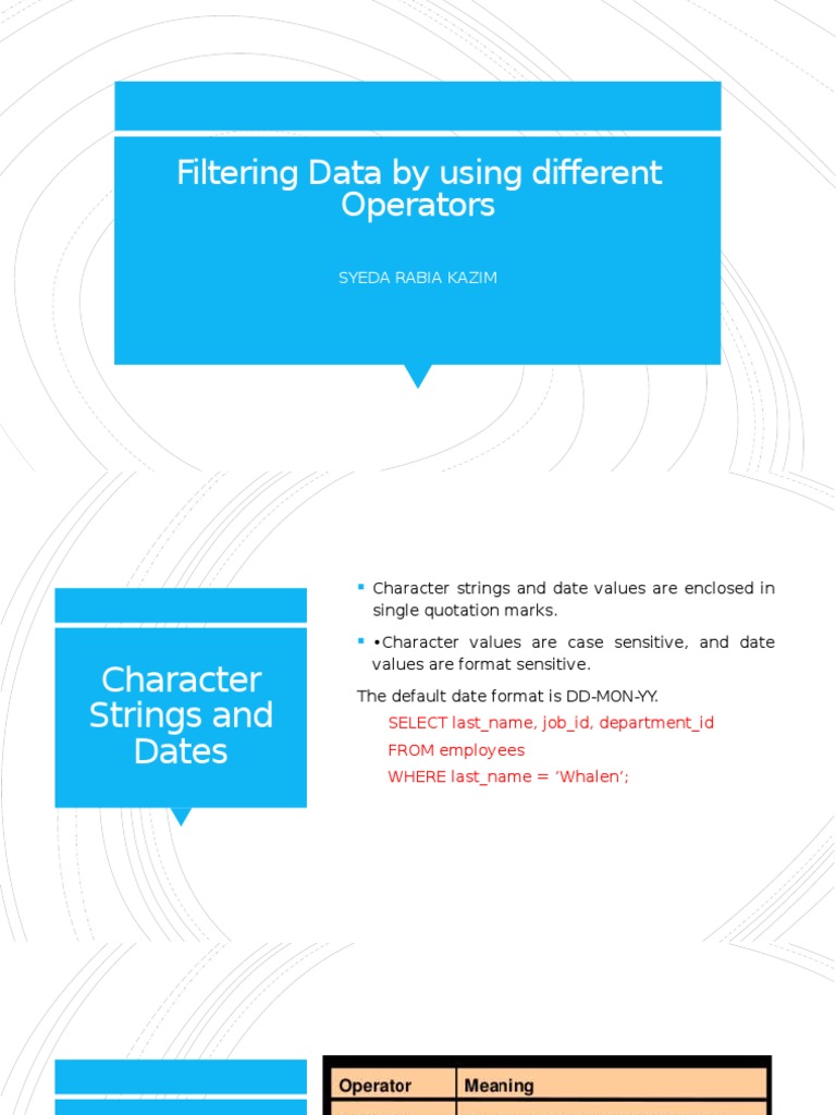 SQL Data Filtering Techniques Explained | PDF | Software Engineering ...