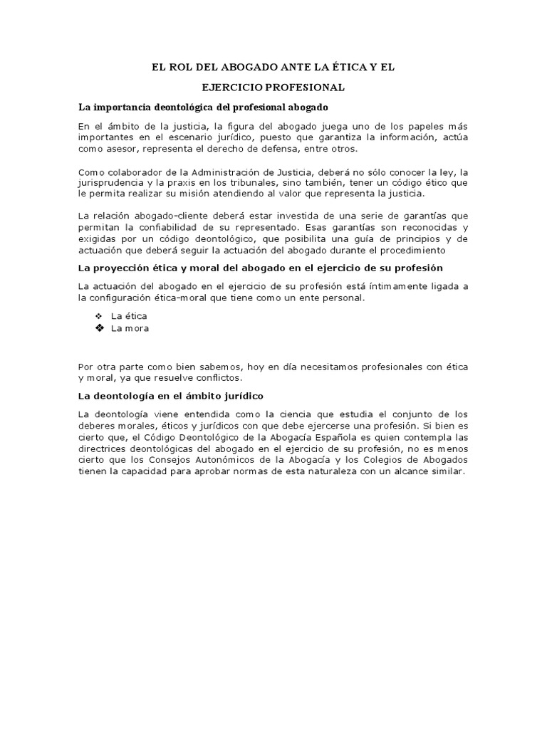 Ética y Deontología en la Abogacía | PDF