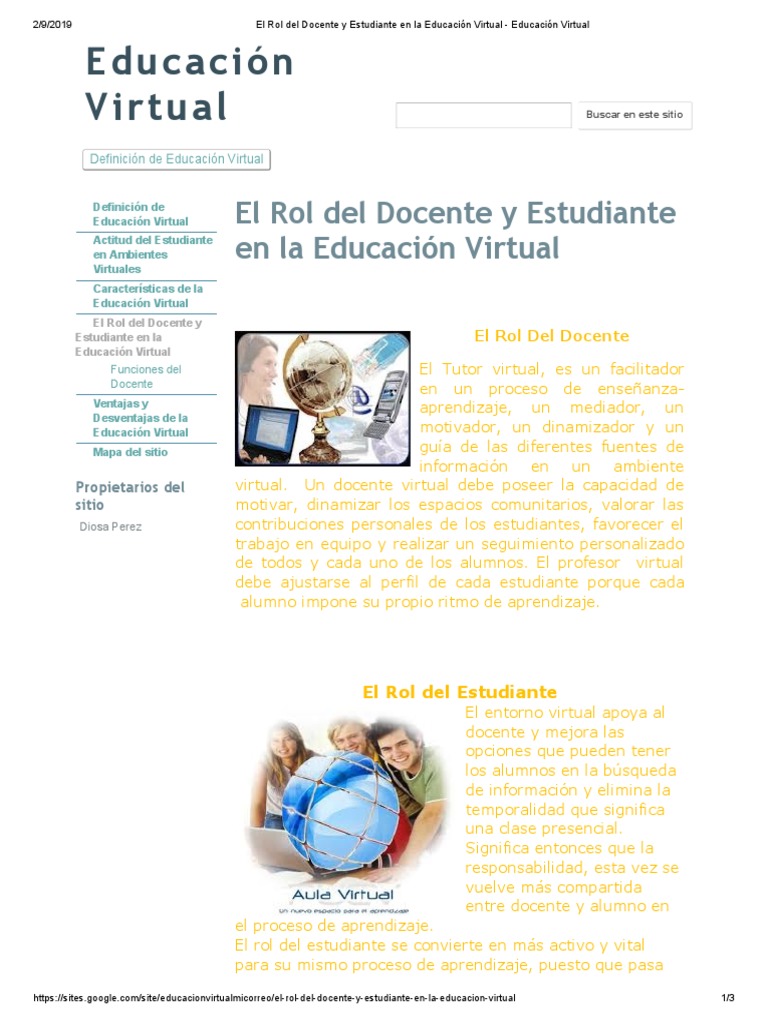 El Rol Del Docente y Estudiante en La Educación Virtual - Educación ...