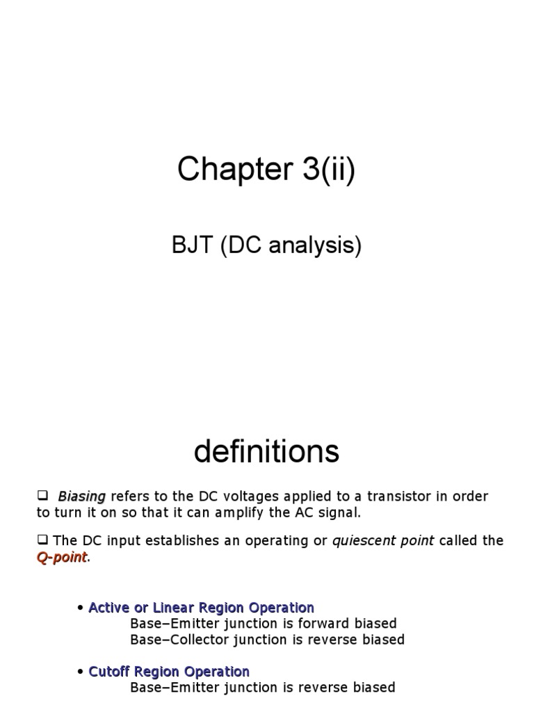 DC Biasing Analysis of BJT Transistors | PDF | Bipolar Junction ...