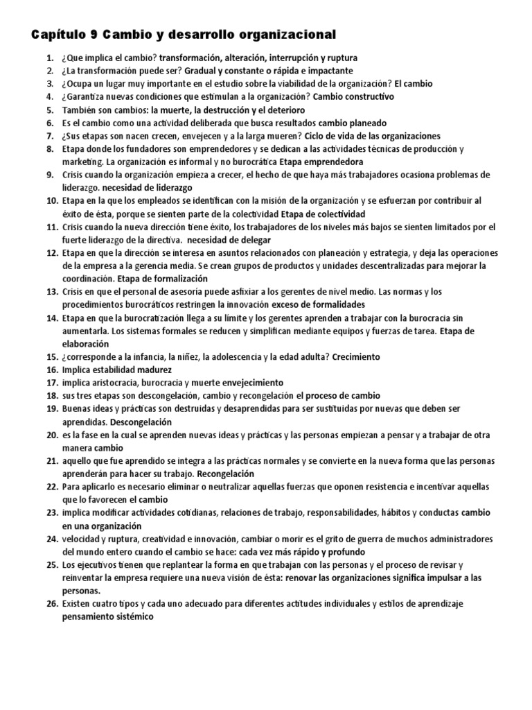Cambio y Desarrollo Organizacional | PDF | Liderazgo | Aprendizaje