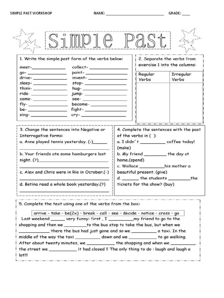 Simple Past Workshop Guide | PDF
