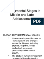 Developmental Stages in Middle and Late Adolescence
