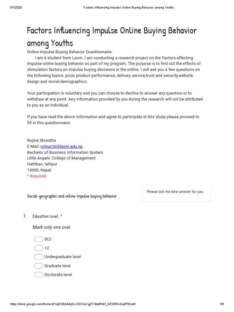 Youth Impulse Online Buying Factors | PDF | Online Shopping | Behavior