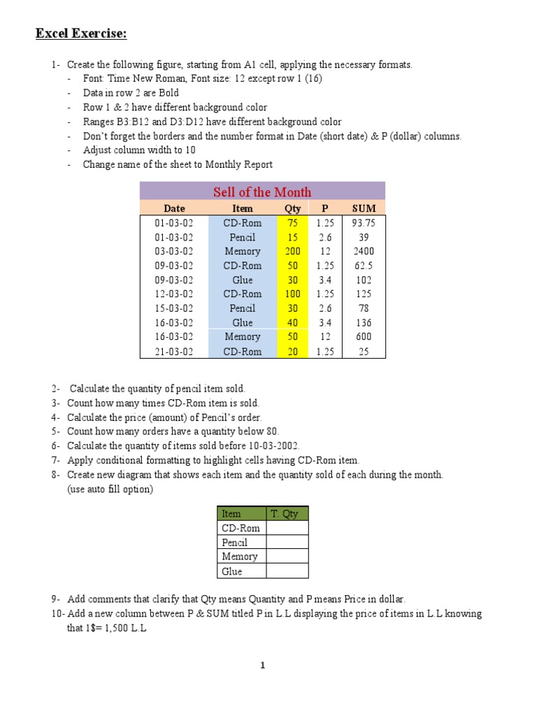 Excel Monthly Report Formatting Guide | PDF