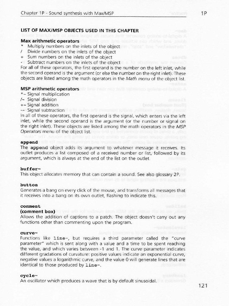 Max Arithmetic Operators: List of Max/Msp Objects Used in This Chapter ...