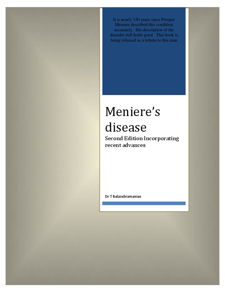 Meniere's Disease Second Edition Incorporating The Recent Advances PDF Ménière's Disease