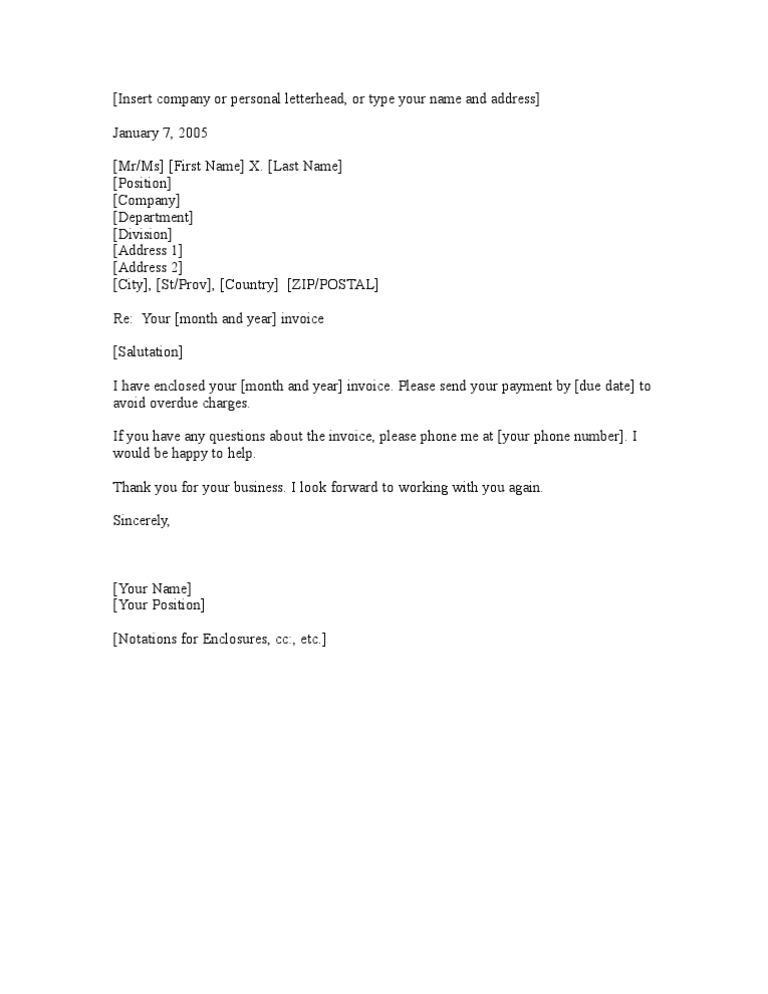 Invoice Cover Letter Email Cover Letter
