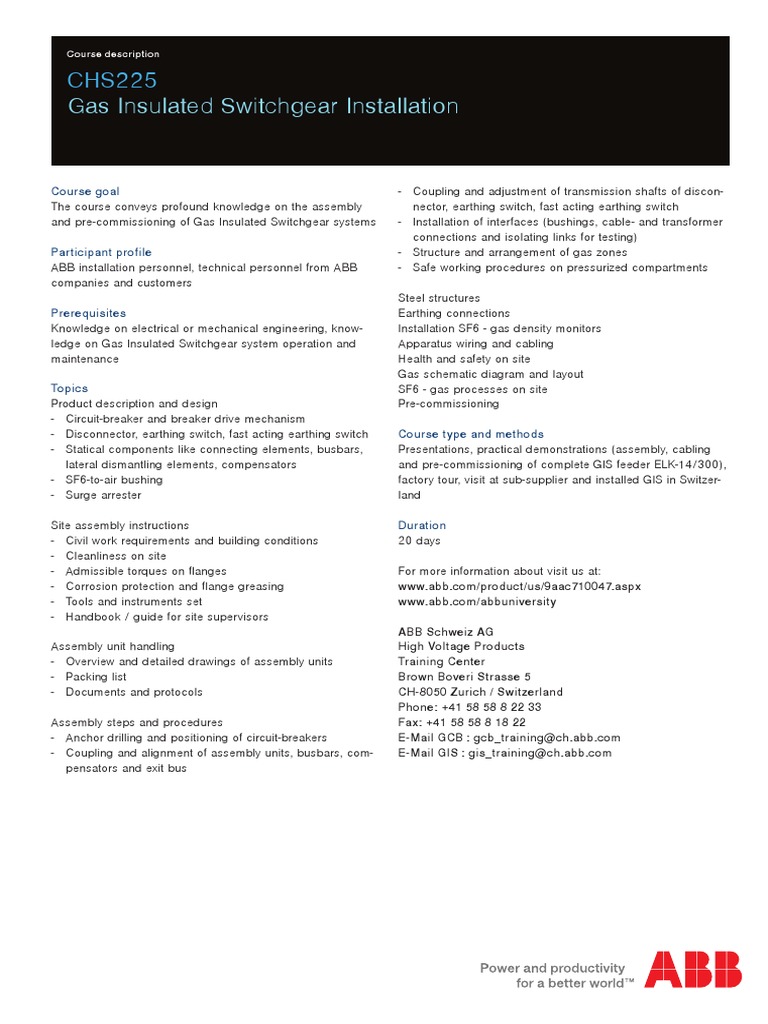 Gas Insulated Switchgear Course | PDF | Switch | Insulator (Electricity)