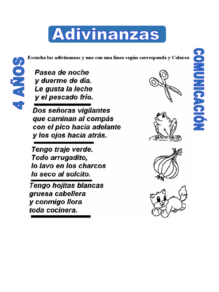 Las Adivinanzas para Niños de 4 Años | PDF