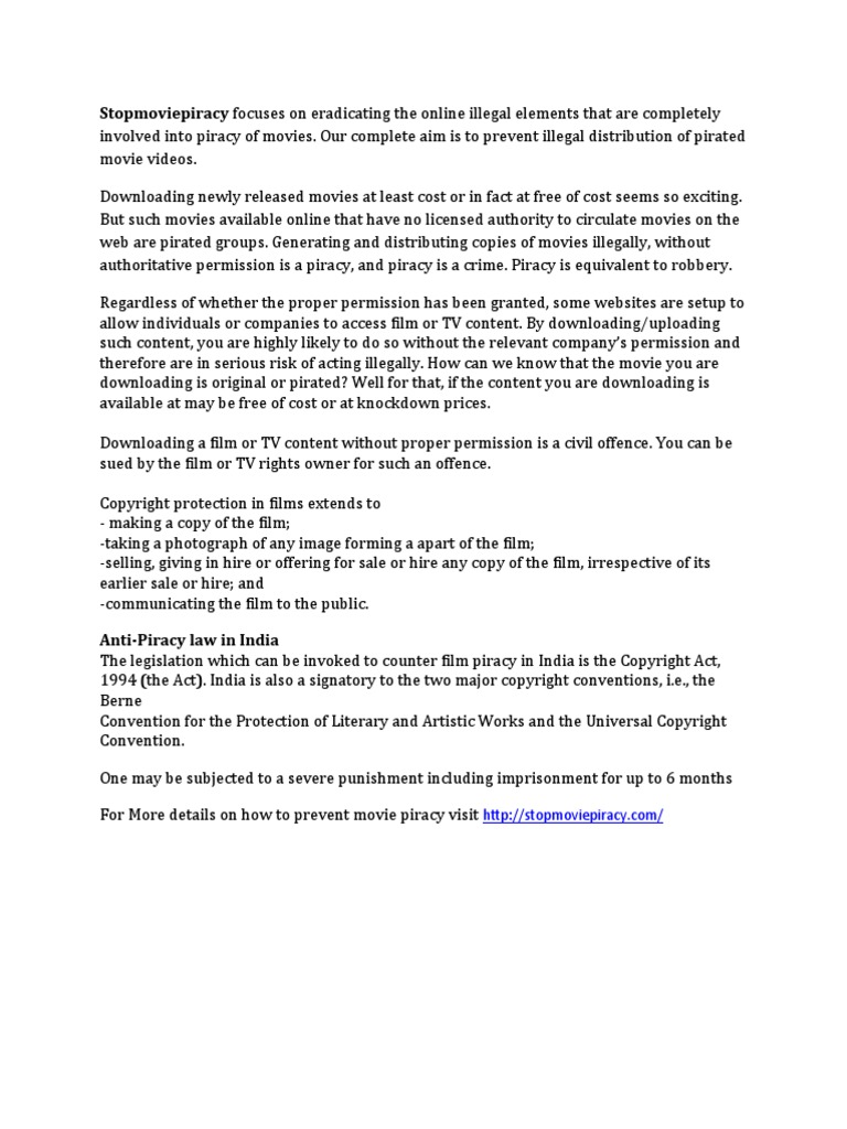 Eradicating Movie Piracy Online | PDF