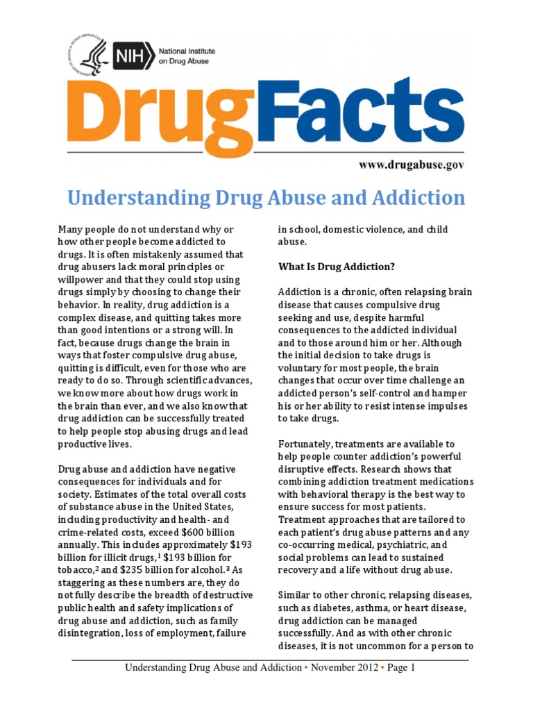 Drug Abuse and Addiction Explained | PDF | Substance Abuse ...