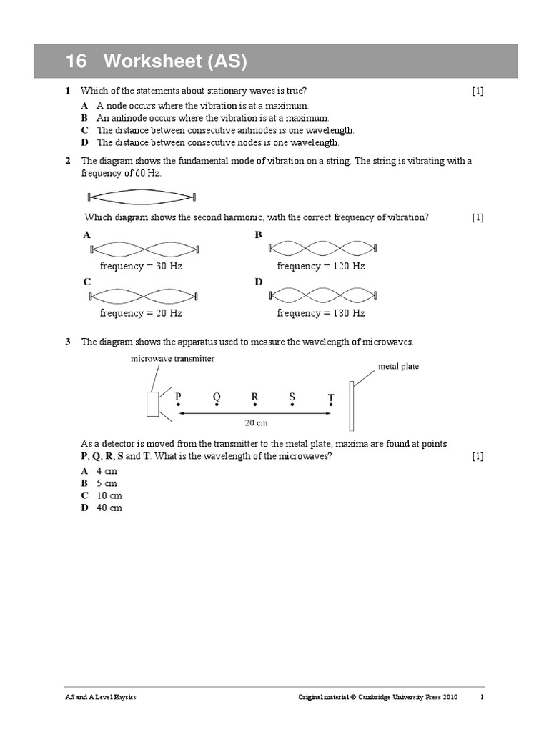 Worksheet 16 PDF | PDF | Waves | Sound
