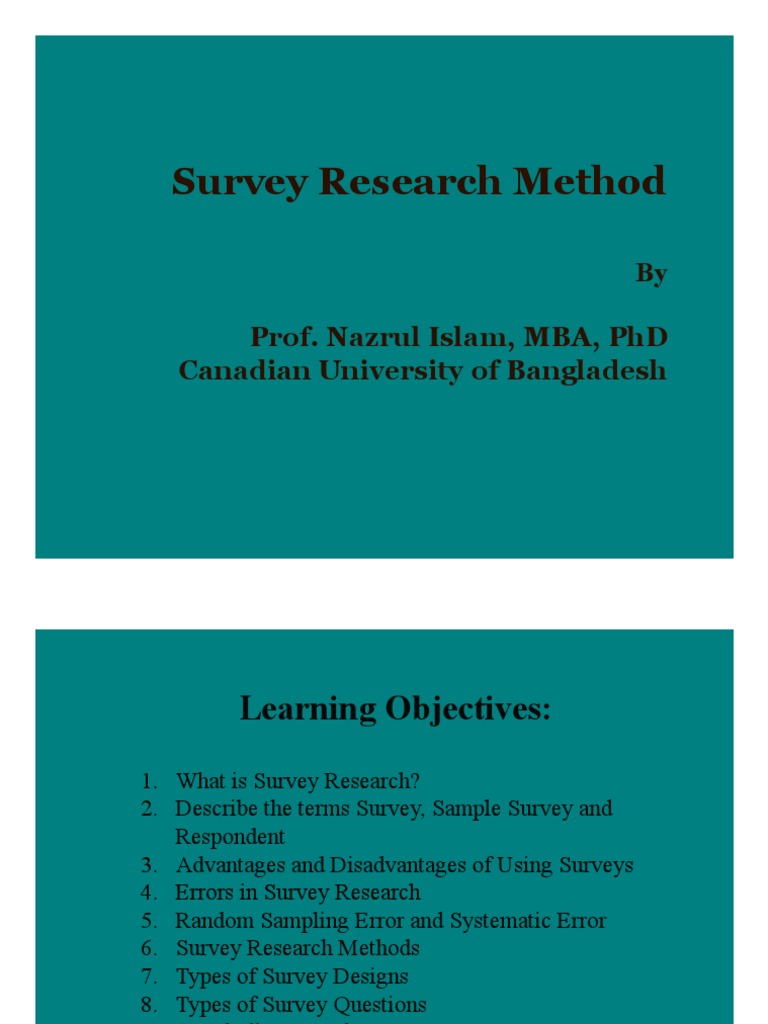 BRM - Video Lecture Slides - Survey Research Method | PDF | Survey ...