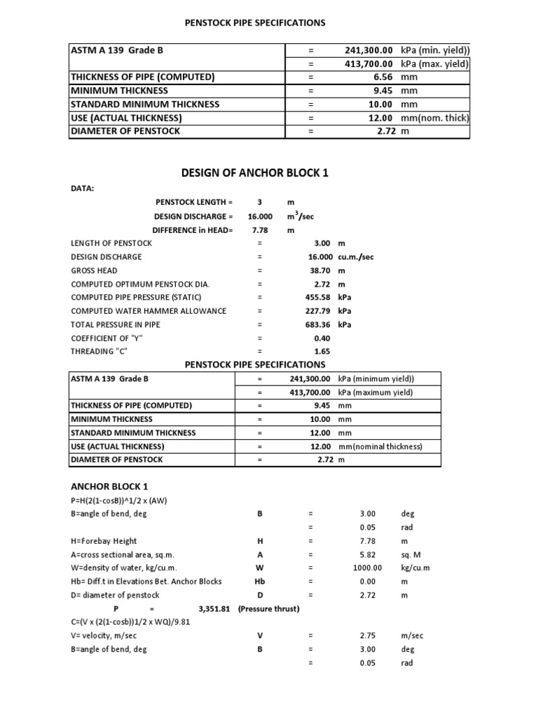 Anchor Block Design PDF Pipe (Fluid Conveyance) Gas Technologies