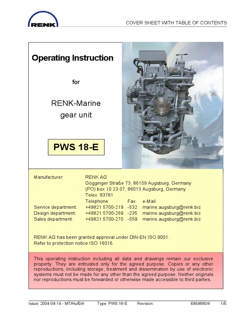 Operating Instruction PWS 18-E (Gearbox) SEL 12 PDF, PDF, Valve