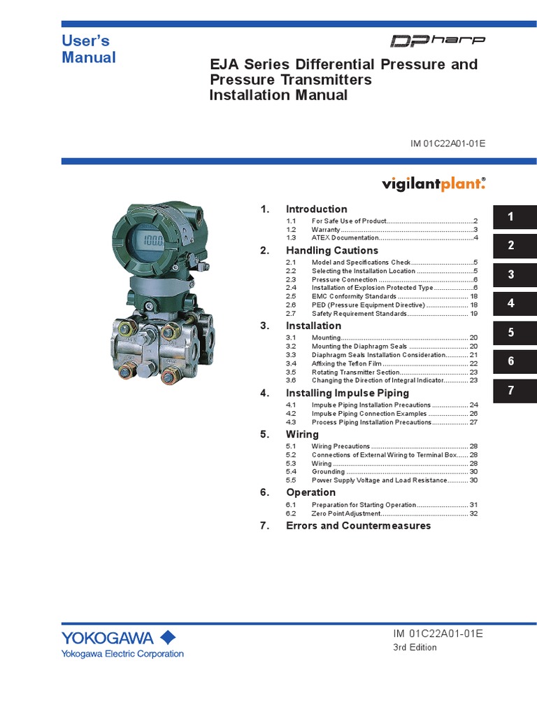 User's Manual EJA Series Differential Pressure and Pressure