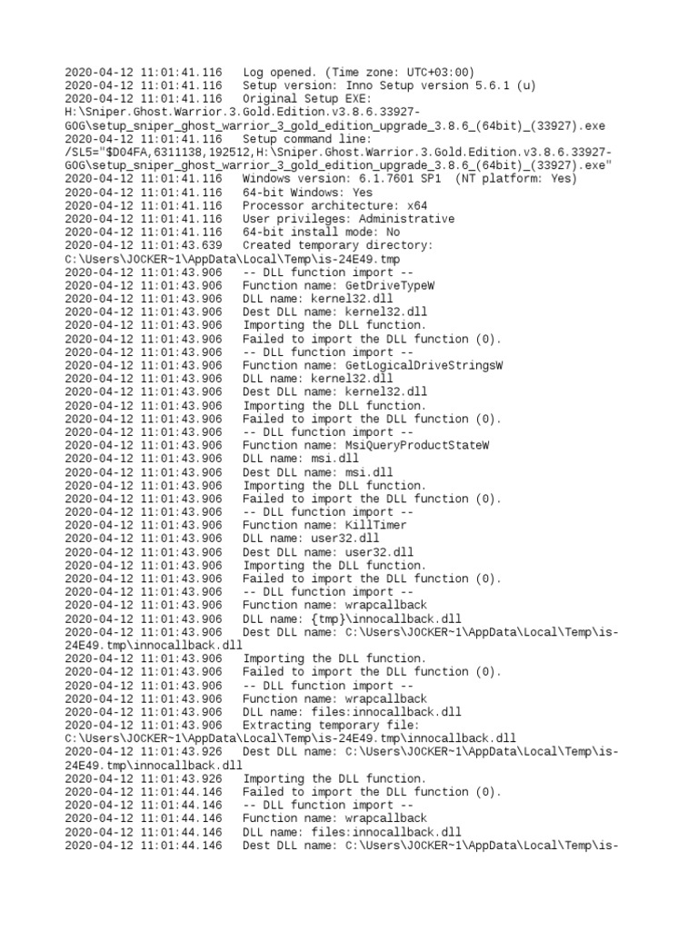 Setup Log 2020-04-12 #00122222 | PDF | Temporary Work | 64 Bit Computing