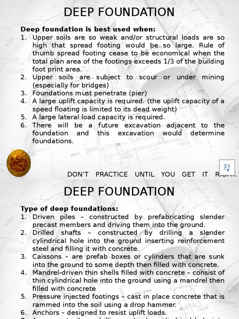 Deep Foundation Is Best Used When PDF Deep Foundation Foundation