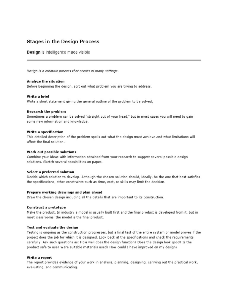 Stages of the Design Process | PDF | Career & Growth | Business