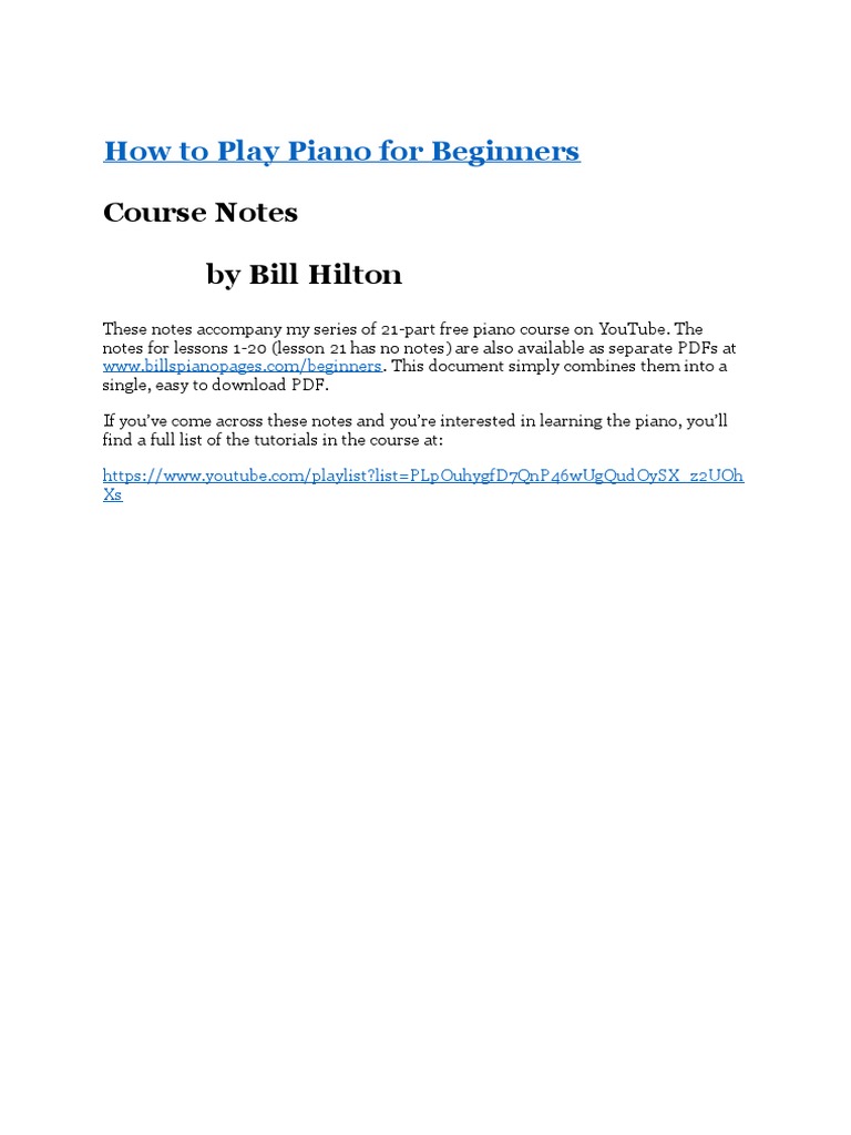 How To Play The Piano For Beginners - Full Piano Course Notes (A4 Version)  | PDF | Musical Forms | Classical Music