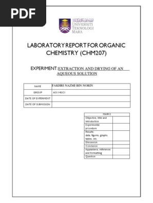 Lab Report Exp 3 With Cover Ochem Pdf Solution Solvent