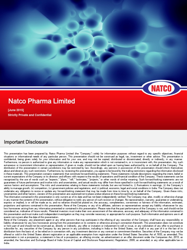 Natco Pharma Investor Overview 2015 | PDF | Generic Drug ...