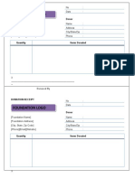 Charitable donation receipt template