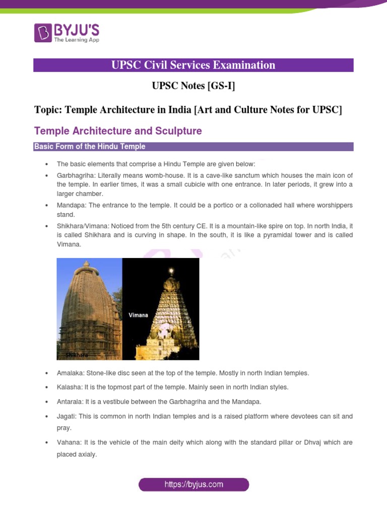 Temple Architecture in India Art and Culture Notes For UPSC PDF | PDF ...