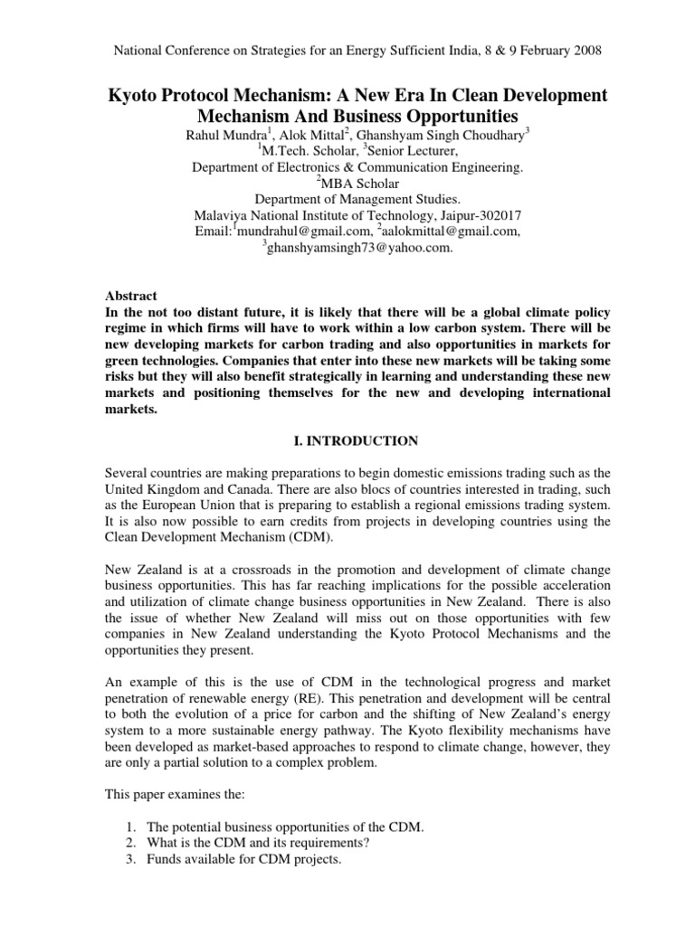 Kyoto Protocol and CDM Business Insights | PDF | Clean Development ...