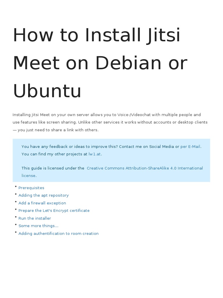 Install Jitsi Meet on Debian/Ubuntu | PDF | Transport Layer Security ...