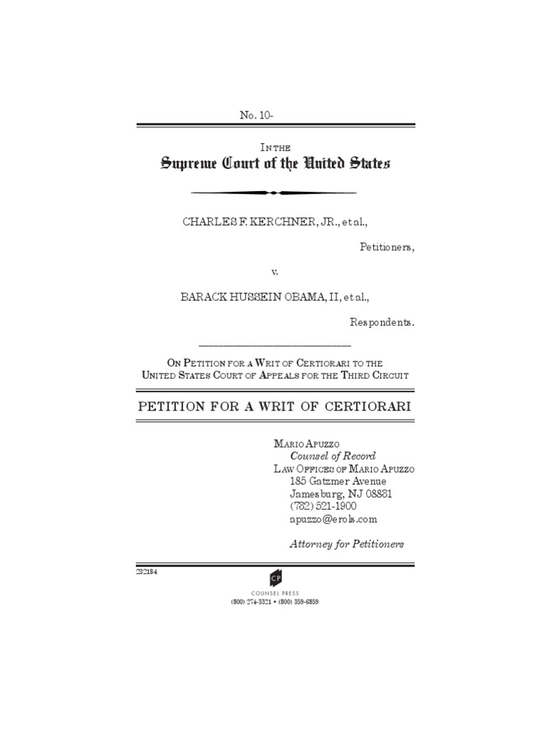 Supreme Court of the United States Petition For A Writ Of Certiorari