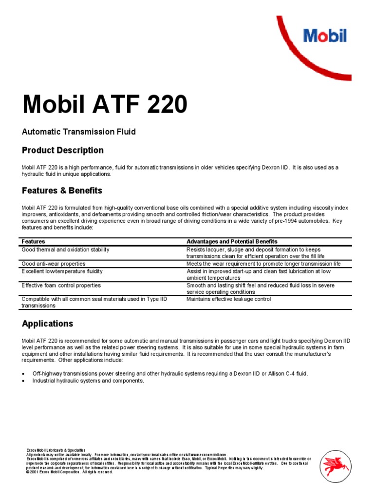 Mobil Atf 220 PDF | PDF
