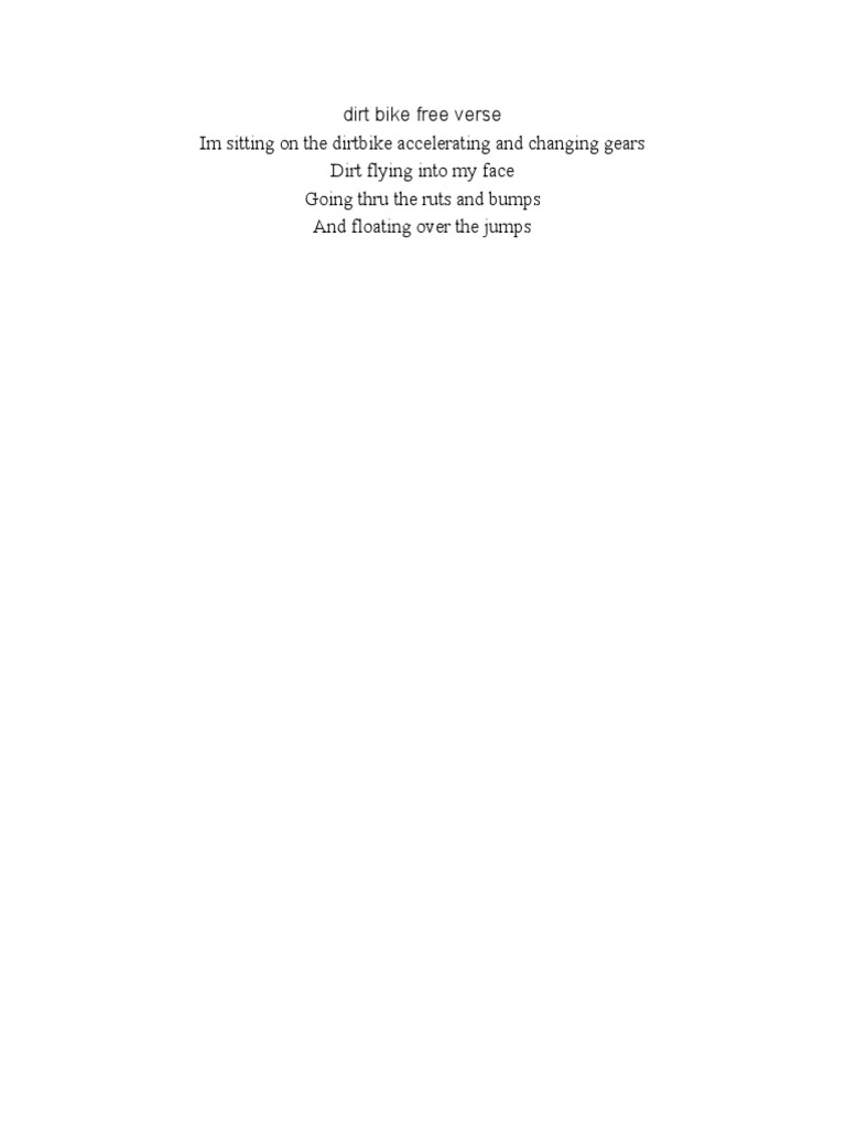 Dirt Bike Free Verse Poem | PDF