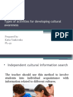 Types of Activities For Developing Cultural Awareness: Prepared By: Katia Vaskovska FL-42
